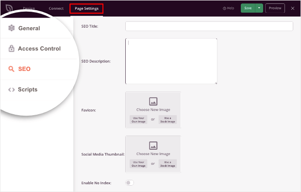 seo settings in seedprod