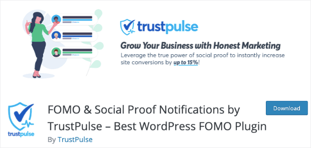 trustpulse wordpress plugin page
