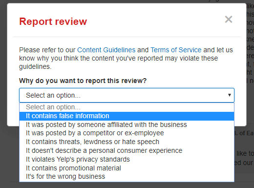 reason for yelp review removal