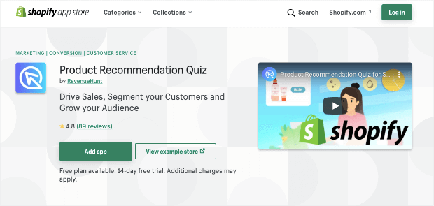 product recommendation quiz shopify app