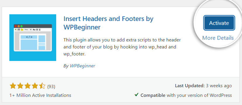 Click on activate Insert Headers and Footers by WPBeginner