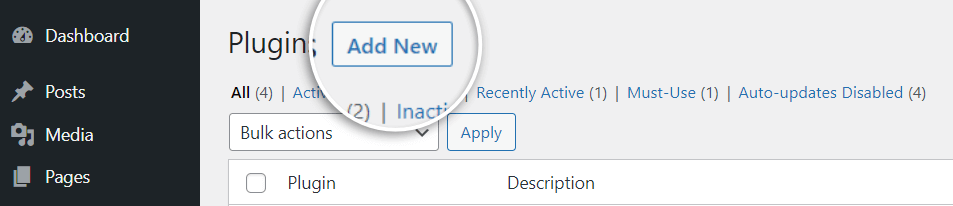 Click on the Add New plugin button