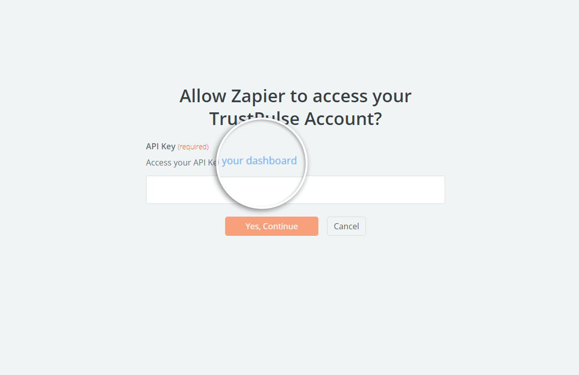 click the your dashboard link to access your TrustPulse API key