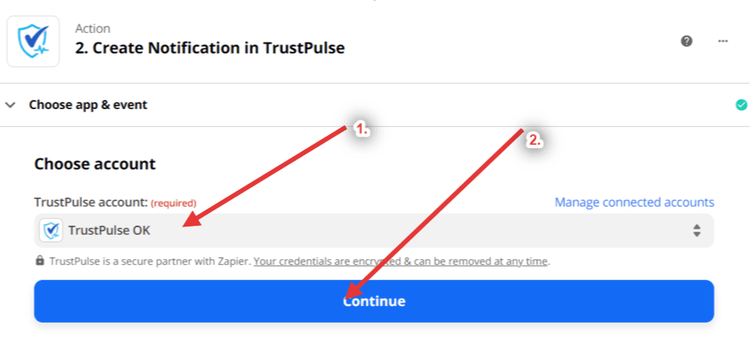 confirm the connected account and click continue