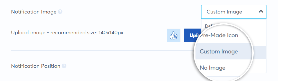 select Custom Image from the Notification Image dropdown