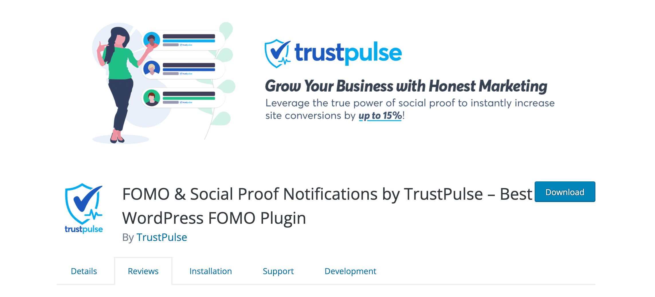 trustpulse wordpress landing page