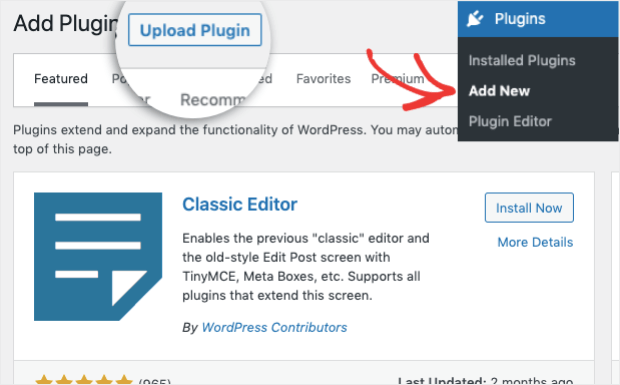 upload new WordPress plugin