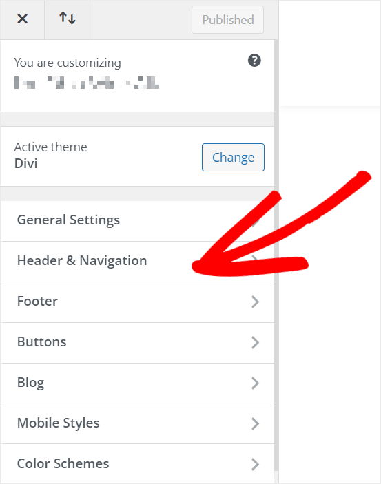 Select header and navigation button
