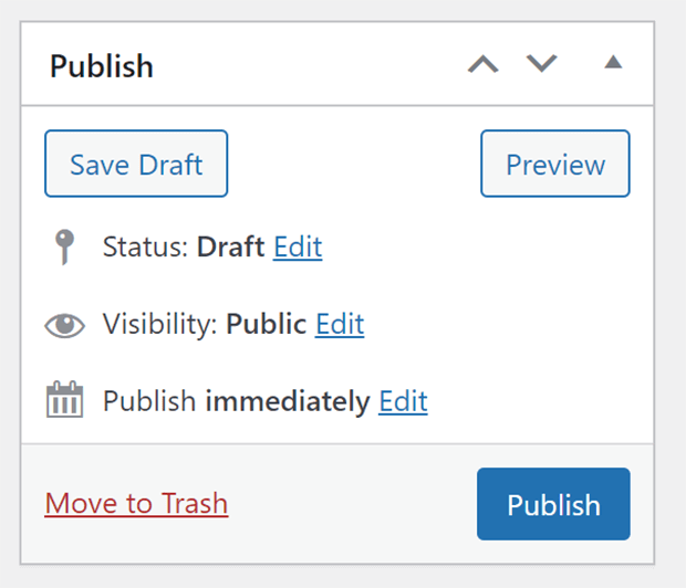 Publish dialog box for WordPress