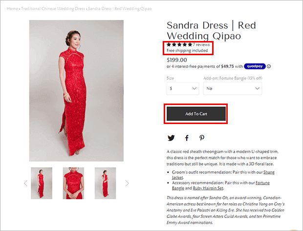 Sandra Dress, Traditional Red Wedding Qipao