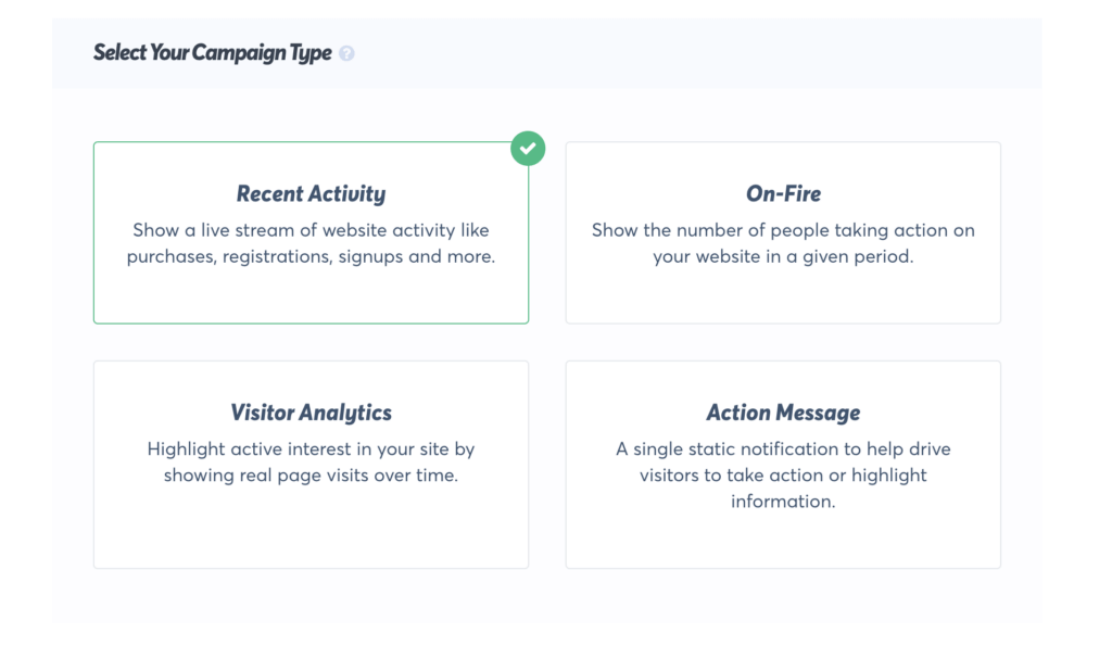 trustpulse types of campaigns