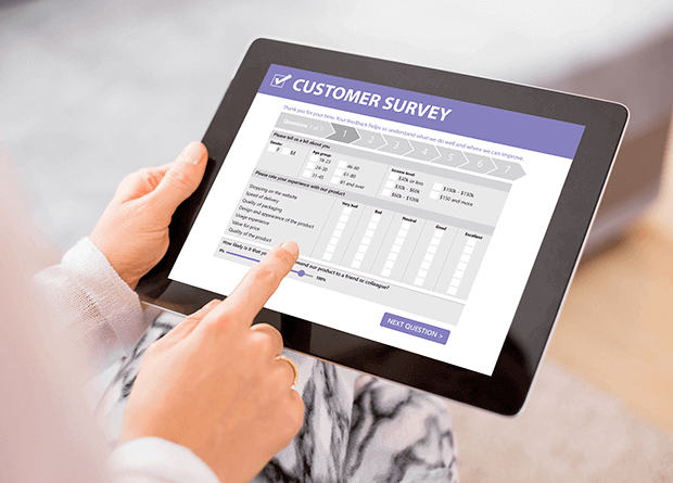 Ipad with customer survey as part of starting an eCommerce business