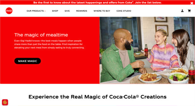 coca-cola homepage