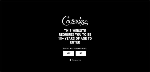 cannadips splash page example