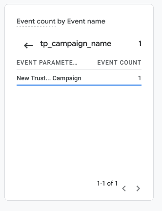List of campaigns in Google Analytics Realtime. - TrustPulse