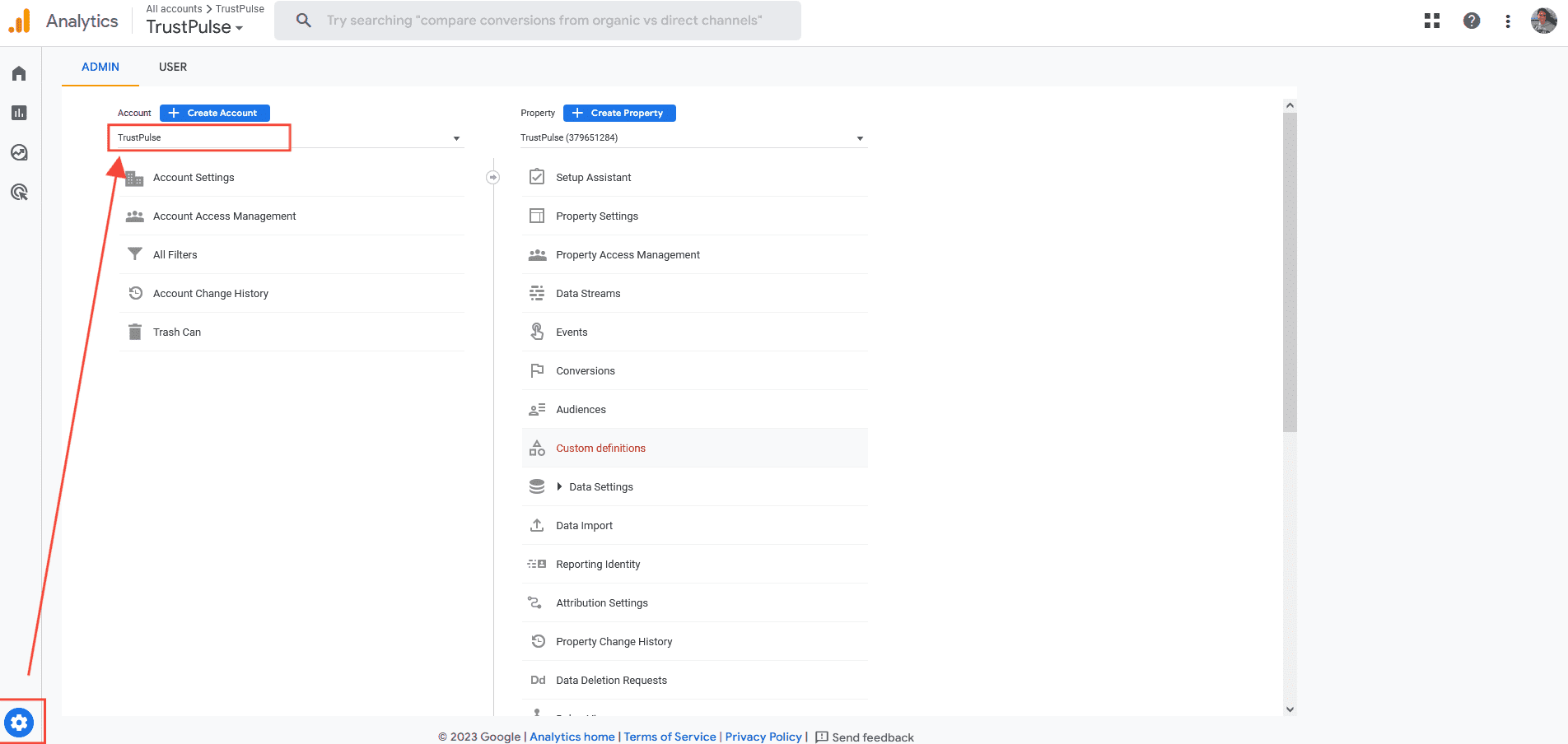 Select Your Google Analytics Account - TrustPulse