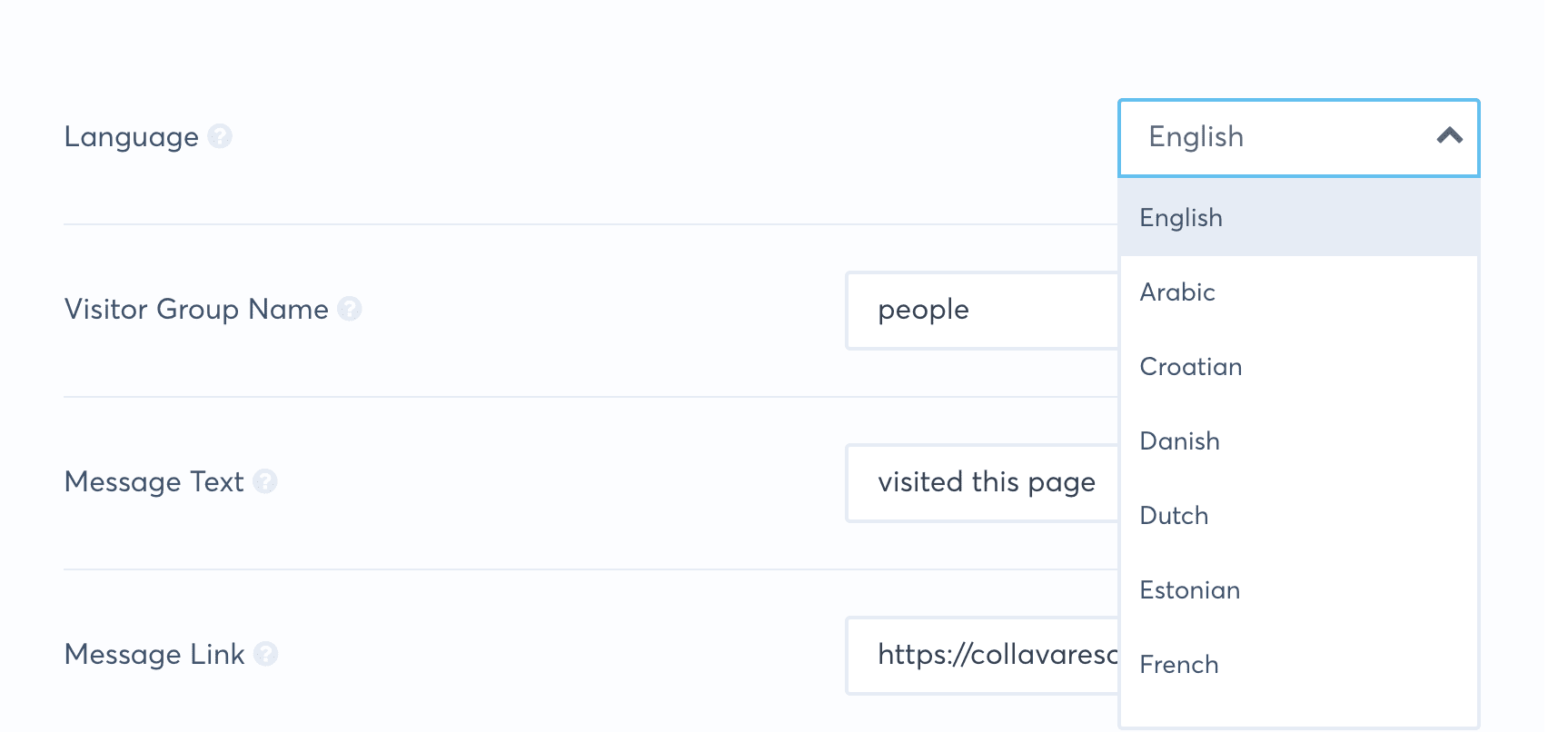 expand the language dropdown to select a language